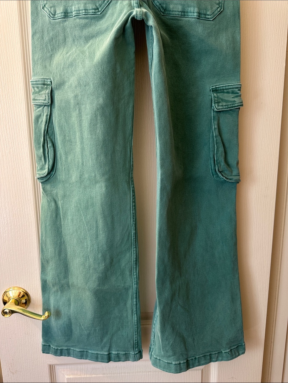 Wide Leg Cargo Jeans in Teal - Picture 6 of 9